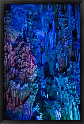 Framed Ludi Cave, limestone cave formation, Guangxi, China Print