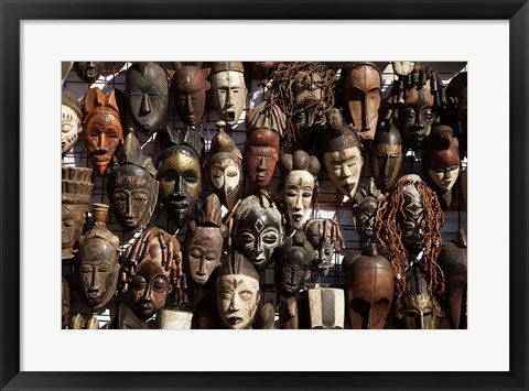 Framed Mask stall at curio store, Greenmarket Square, Cape Town, South Africa Print