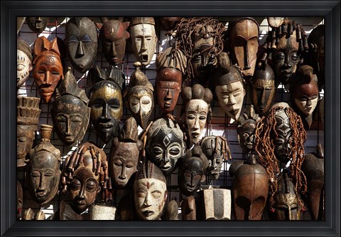 Framed Mask stall at curio store, Greenmarket Square, Cape Town, South Africa Print
