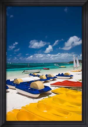 Framed Mauritius, Belle Mare, watercraft for rent Print