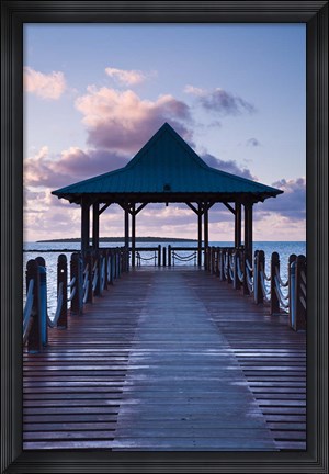 Framed Mauritius, Mahebourg, waterfront pier, dawn Print