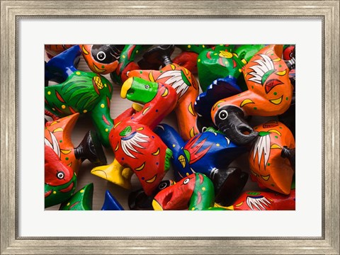 Framed Mauritius, Port Louis, market, wooden Dodo bird toy Print