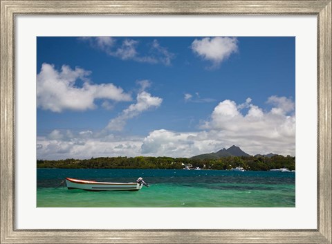 Framed Mauritius, Trou d&#39; Eau Douce, town harbor boat Print