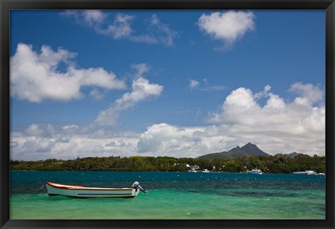 Framed Mauritius, Trou d&#39; Eau Douce, town harbor boat Print