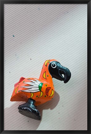 Framed Orange wooden Dodo bird toy, Mauritius Print