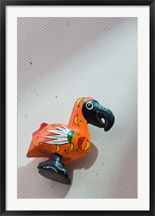 Framed Orange wooden Dodo bird toy, Mauritius Print