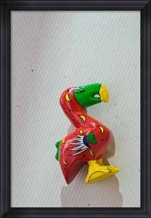 Framed Red wooden Dodo bird toy, Mauritius Print