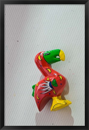 Framed Red wooden Dodo bird toy, Mauritius Print