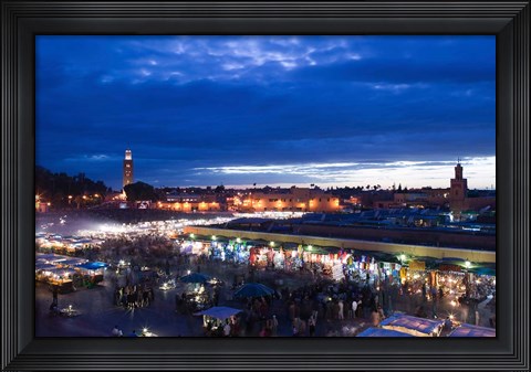 Framed MOROCCO, MARRAKECH: Djemma el, Fna Square Evening Print