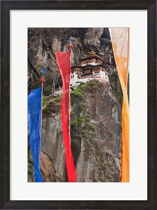 Framed Prayer Flags, Tiger&#39;s Nest, Bhutan Print