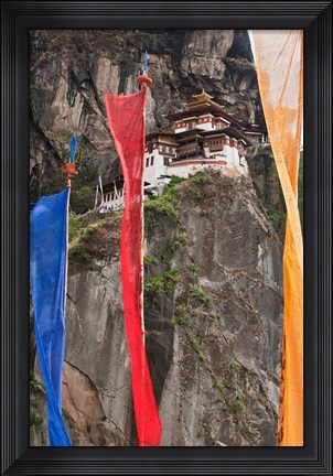 Framed Prayer Flags, Tiger&#39;s Nest, Bhutan Print