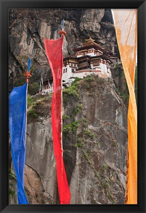 Framed Prayer Flags, Tiger&#39;s Nest, Bhutan Print