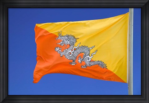Framed National Flag, Bhutan Print