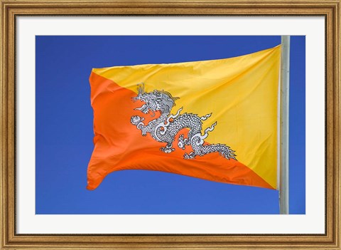 Framed National Flag, Bhutan Print