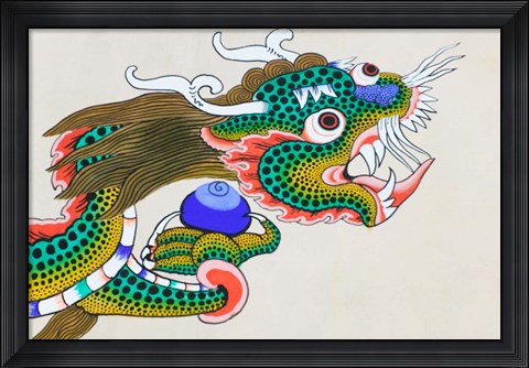 Framed Painting of Dragon, Thimphu, Bhutan Print