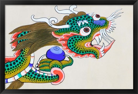 Framed Painting of Dragon, Thimphu, Bhutan Print