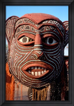 Framed Painted Geometric Mask, Zimbabwe Print