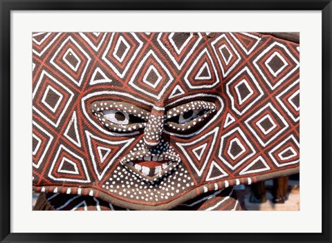 Framed Painted Geometric Mask, Zimbabwe Print