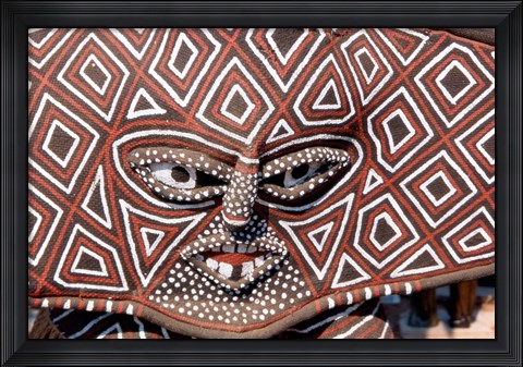 Framed Painted Geometric Mask, Zimbabwe Print