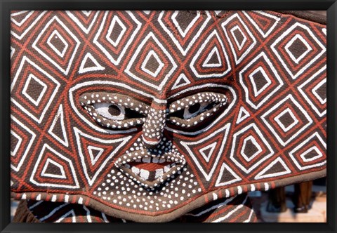 Framed Painted Geometric Mask, Zimbabwe Print