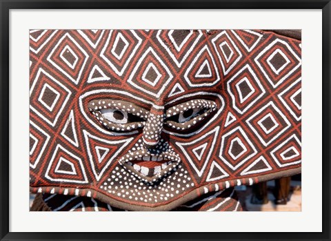 Framed Painted Geometric Mask, Zimbabwe Print