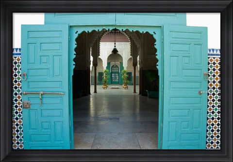 Framed Morocco, Islamic law courts, tile walls, door Print