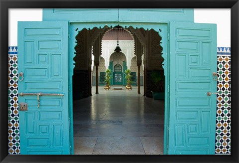 Framed Morocco, Islamic law courts, tile walls, door Print