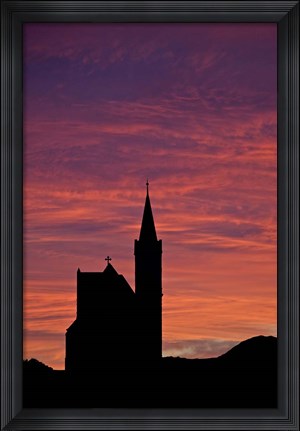 Framed Namibia, Luderitz, Church at sunrise Print
