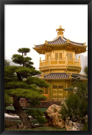 Framed Nan Lian Garden, Perfection Pavillion, Hong Kong, China Print