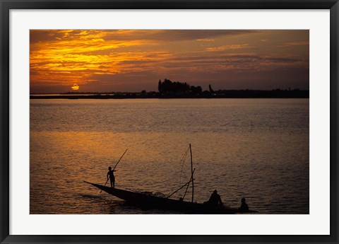 Framed Pirogue On The Bani River, Mopti, Mali, West Africa Print