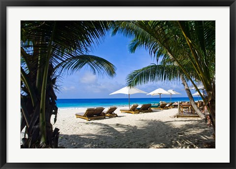 Framed Private beach, Anse Bambous Beach, Seychelles Print