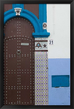 Framed MOROCCO, Rabat: Kasbah des Oudaias, Doorway Detail Print