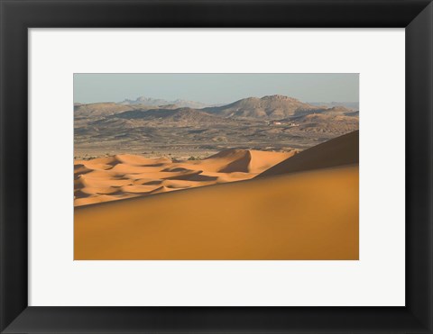 Framed MOROCCO, Tafilalt, MERZOUGA: Erg Chebbi Dunes sunset Print