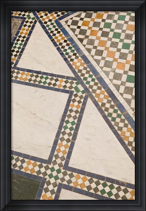 Framed Mosaic Floor, Musee de Marrakech, Marrakech, Morocco Print