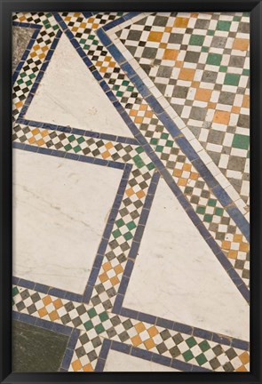 Framed Mosaic Floor, Musee de Marrakech, Marrakech, Morocco Print