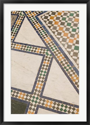 Framed Mosaic Floor, Musee de Marrakech, Marrakech, Morocco Print