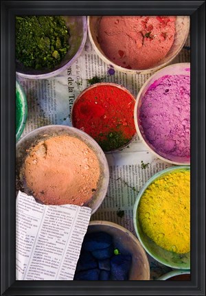 Framed Natural Dyes, The Souqs of Marrakech, Marrakech, Morocco Print