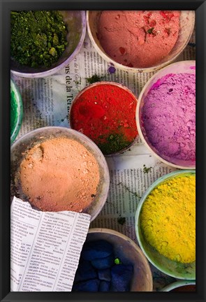 Framed Natural Dyes, The Souqs of Marrakech, Marrakech, Morocco Print