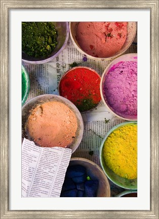 Framed Natural Dyes, The Souqs of Marrakech, Marrakech, Morocco Print