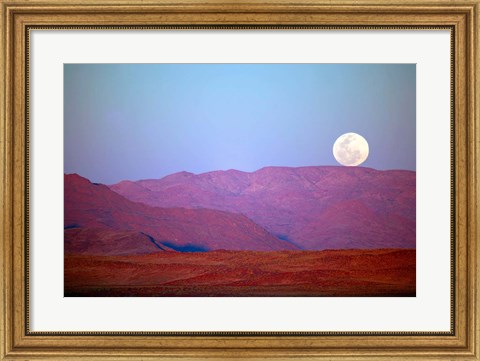 Framed Namibia, Sossusvlei, NamibRand Nature Reserve, Full moon Print