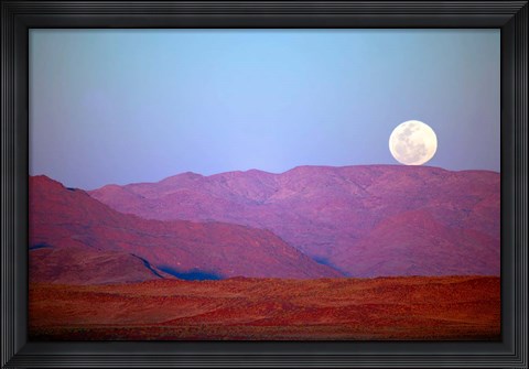 Framed Namibia, Sossusvlei, NamibRand Nature Reserve, Full moon Print