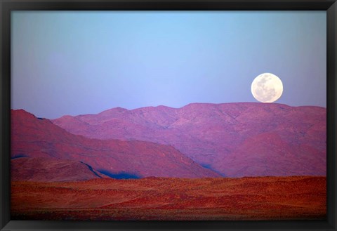 Framed Namibia, Sossusvlei, NamibRand Nature Reserve, Full moon Print