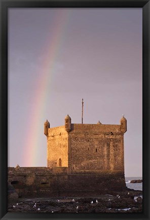 Framed Rainbow over fortress, Essaouira, Morocco Print