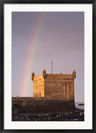 Framed Rainbow over fortress, Essaouira, Morocco Print