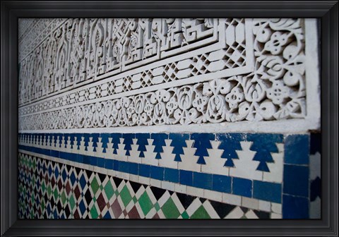 Framed Close up of design on Islamic law courts, Morocco Print