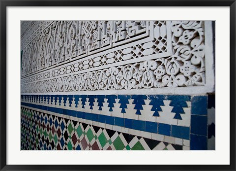 Framed Close up of design on Islamic law courts, Morocco Print