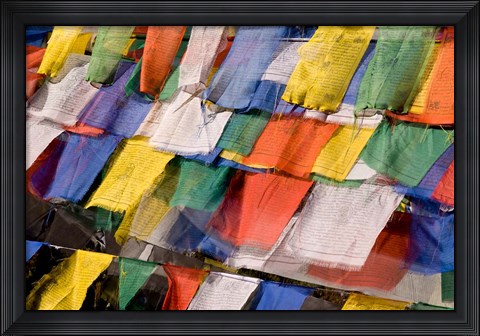 Framed Prayer Flags at Dochu La, Bhutan Print