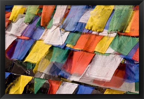Framed Prayer Flags at Dochu La, Bhutan Print