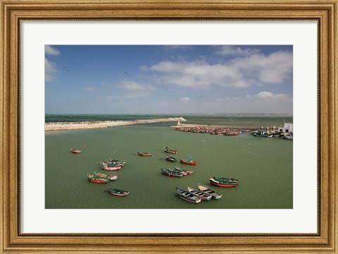 Framed MOROCCO, JADIDA: Portuguese Fortress, Fishing Boats Print