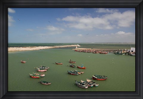 Framed MOROCCO, JADIDA: Portuguese Fortress, Fishing Boats Print